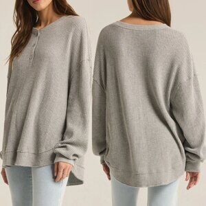 Z Supply Cozy Waffle Henley XS Grey waffle long sleeve NWT